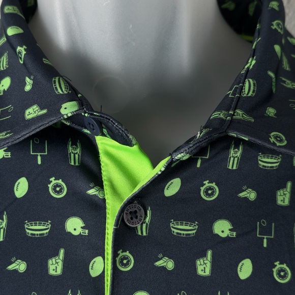 Antigua Seattle Seahawks Navy Green Team Graphic Polo Shirt - Picture 5 of 8